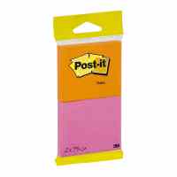 ---Piezīmju līmlapiņas POST-IT JOYFUL 76x63.5mm, neona rozā/oranžā krāsā, 2 gab/iepakojumā