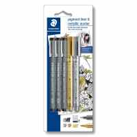 Flomasterveida pildspalvu 308 un marķieru 8323 STAEDTLER komplekts - 3 pildspalvas un 2 marķieri