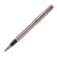 Pildspalva rolleris SCRIKSS Honour 38 Carbon Grey 0.7 mm, tumšā metāla krāsas korpuss un detaļas, zila tinte