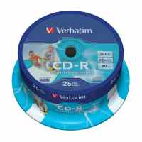 Kompaktdiski VERBATIM CD-R AZO Wide Printable, 700MB, 52x, 25 gab./iepak., spindle