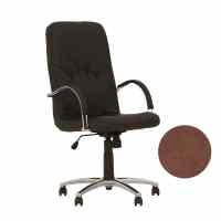 Biroja krēsls NOWY STYL MANAGER STEEL Chrome ECO21 brūnas ādas imitācija