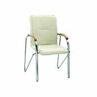 Konferenču krēsls NOWY STYL SAMBA ziloņkaulas krāsas ādas imitācija V-18, koka rokturi 1.007