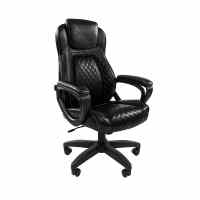 Biroja krēsls CHAIRMAN 432, melnas ādas imitācija, melns pamats