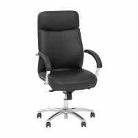 Biroja krēsls NOWY STYL RAPSODY CHROME (COMFORT) melnas ādas imitācija RD01, hromets pamats