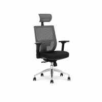 Ergonomisks biroja krēsls ADMIRAL melns/pelēks audums, alumīnija pamats