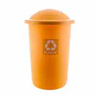 Atkritumu tvertne TOPBIN plastmasai, dzeltenā krāsā, 50 l
