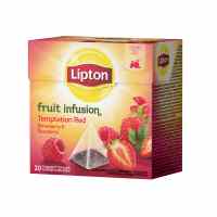 Augļu tēja LIPTON Temptation Red ar zemeņu-aveņu aromātu, 20 piramīdas maisiņi paciņā